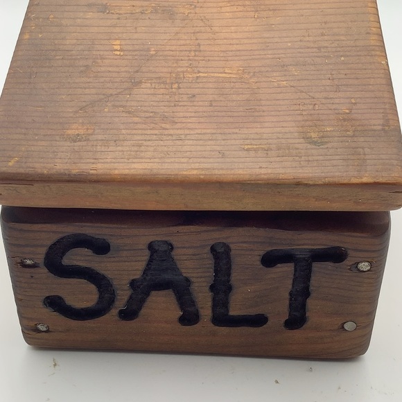Vintage Wood Salt Box - Picture 2 of 12